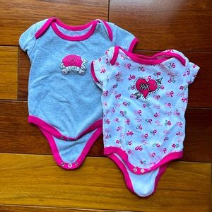2 Betsey Johnson Valentine’s Day Baby girl onesies 6 month like new